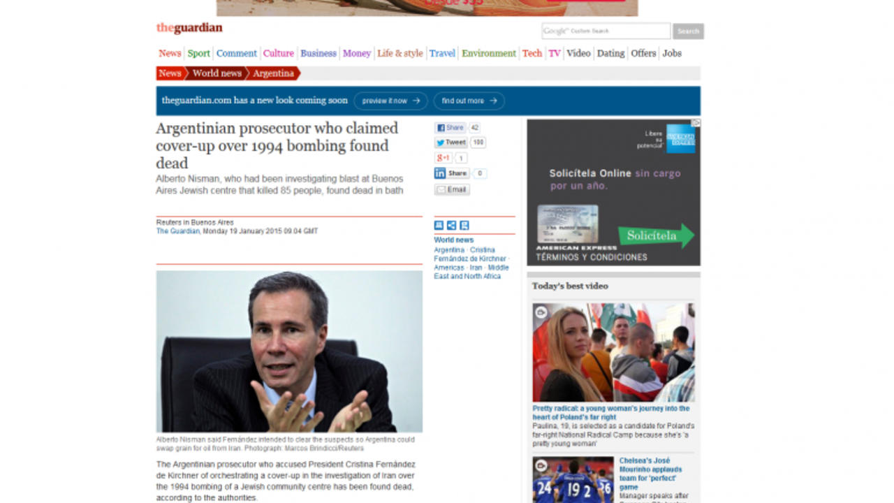 La muerte de Nisman ya dio la vuelta al mundo