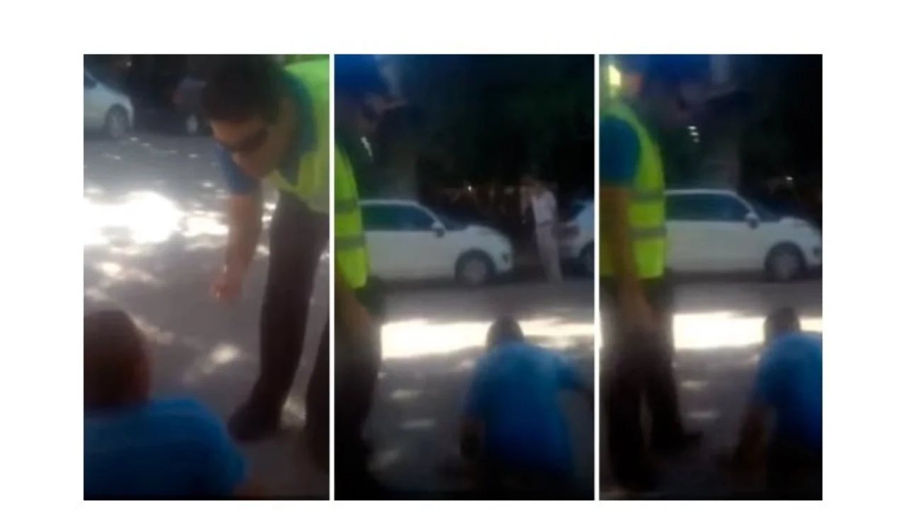 Video: un agente de tránsito lo obligó a demostrar su incapacidad