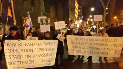Marcha en Francia contra la visita de Mauricio Macri y exigieron la libertad de Milagro Sala Marcha en Francia contra la visita de Mauricio Macri y exigieron la libertad de Milagro Sala