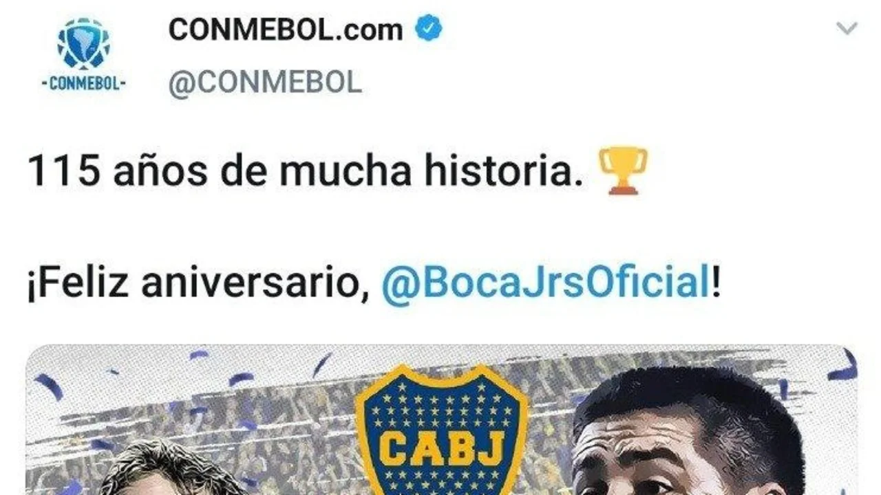Insólito: el fallido de Conmebol felicitando a Boca Juniors por su cumpleaños en una fecha equivocada