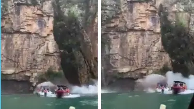 Terrible accidente en Brasil: el video en que se desprende un acantilado sobre lanchas Terrible accidente en Brasil: el video en que se desprende un acantilado sobre lanchas