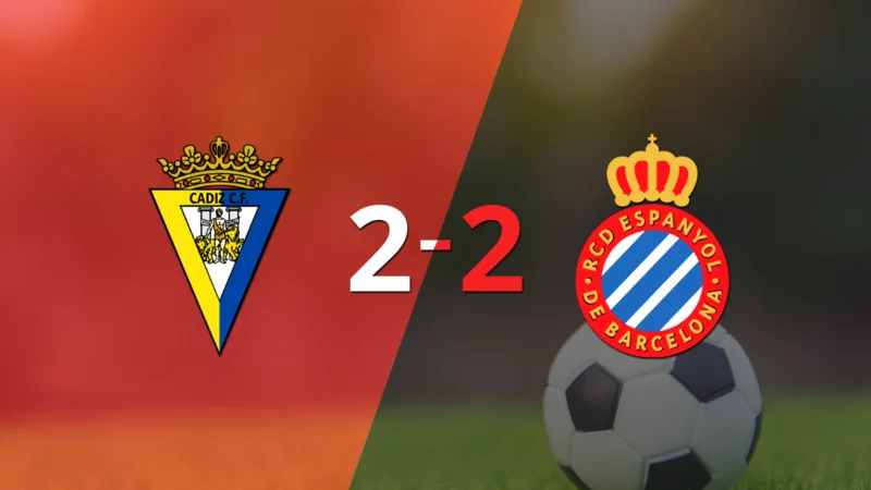 Cádiz y Espanyol igualaron 2 a 2