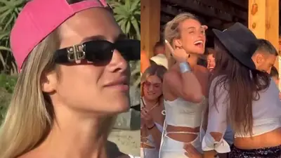Camila Homs le canta a Tini Stoessel en la playa Camila Homs le canta a Tini Stoessel en la playa