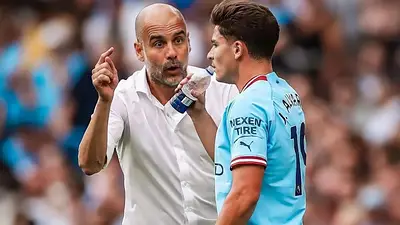 Pep Guardiola, Julián Álvarez, Manchester City, Selección Argentina, Mundial Qatar 2022, fútbol, deportes Pep Guardiola, Julián Álvarez, Manchester City, Selección Argentina, Mundial Qatar 2022, fútbol, deportes