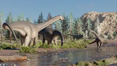 Hallan un nuevo dinosaurio de cuello largo y pico de pato Hallan un nuevo dinosaurio de cuello largo y pico de pato
