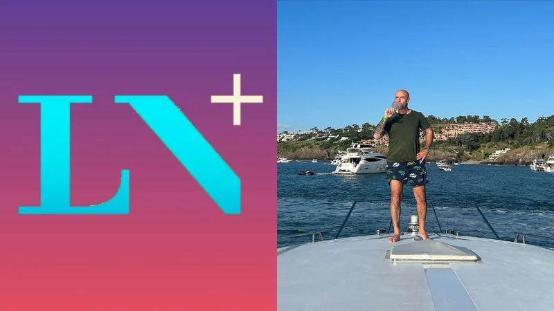 El logo de LN+ y El Pelado Trebucq en un yate