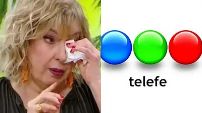 Georgina Barbarossa y el logo de Telefe Georgina Barbarossa y el logo de Telefe