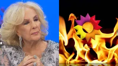 Mirtha Legrand y el logo de El Trece en llamas Mirtha Legrand y el logo de El Trece en llamas