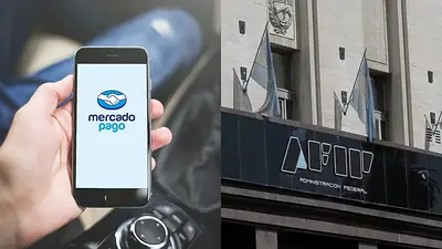 La aplicación de Mercado Pago y una oficina de AFIP La aplicación de Mercado Pago y una oficina de AFIP