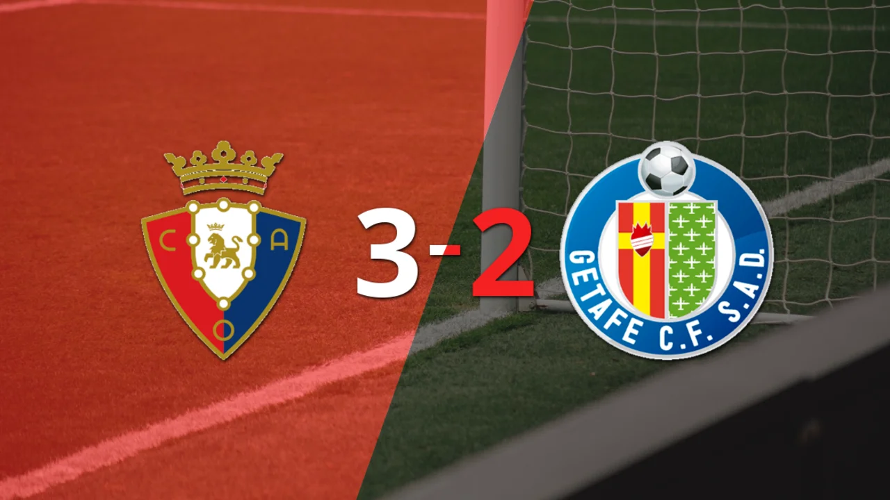 Victoria en casa por 3 a 2 de Osasuna sobre Getafe
