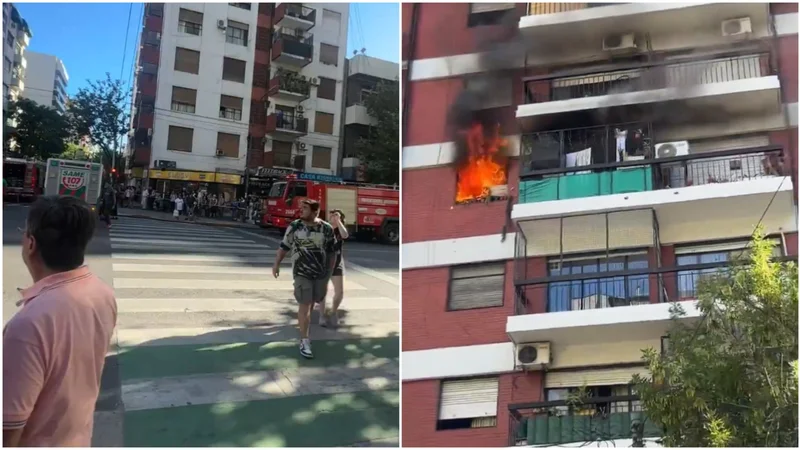 Incendio en Almagro: los bomberos y el SAME trabajan en la zona para rescatar a las familias