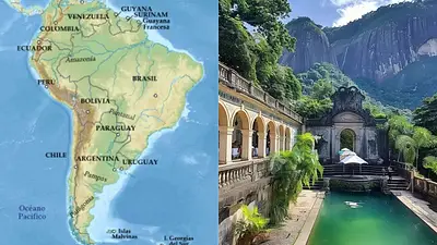 Mapa de Sudamérica y lago de Río de Janeiro Mapa de Sudamérica y lago de Río de Janeiro