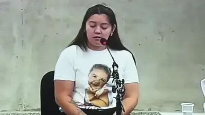Justine Bustamante, durante su declaración en el histórico juicio en Córdoba. Justine Bustamante, durante su declaración en el histórico juicio en Córdoba.