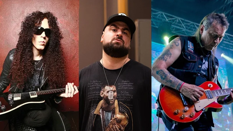 El ex Megdeth Marty Friedman y el Tano Marciello junto a Daniel Devita en Dolor & Deseo