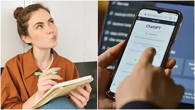 Una chica pensando y el ChatGPT en un celular. Una chica pensando y el ChatGPT en un celular.