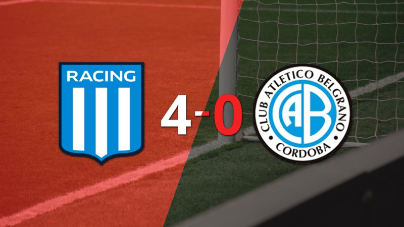 Racing Club golea 4-0 a Belgrano y Adrián Martínez firma doblete 