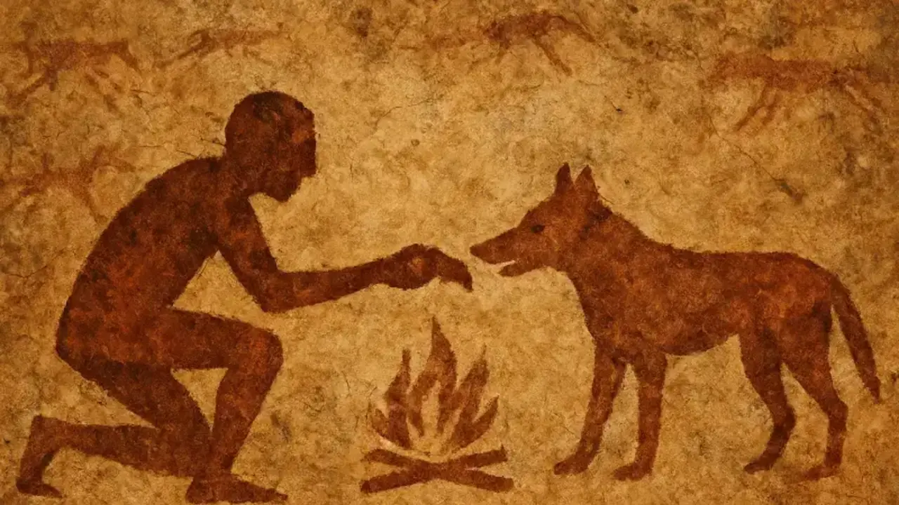 Ilustración humano y lobo.