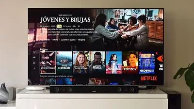 Televisor muestra el menú de Netflix Televisor muestra el menú de Netflix