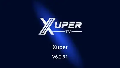 Logo de Xuper TV en fondo azul Logo de Xuper TV en fondo azul