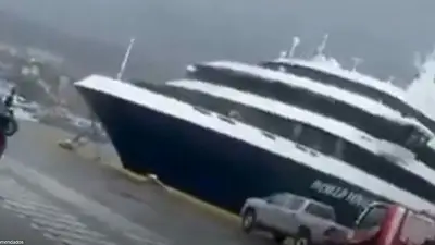Impresionante choque de dos cruceros en Ushuaia: así fue Impresionante choque de dos cruceros en Ushuaia: así fue