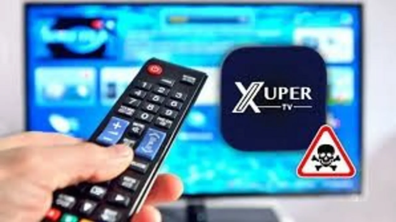 Televisor con Xuper TV y símbolo de peligroso