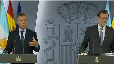 El chiste de Macri a Rajoy en plena conferencia El chiste de Macri a Rajoy en plena conferencia