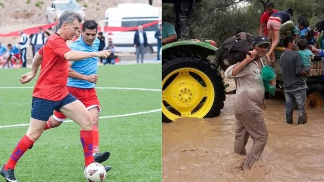 Bochornoso: Macri jugó al fútbol a menos de 300 kilómetros de las inundaciones que golpean al Norte