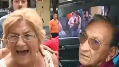 Un policía de Larreta pisó en pleno móvil de Canal 13 a una vecina que protestaba por los cortes Un policía de Larreta pisó en pleno móvil de Canal 13 a una vecina que protestaba por los cortes