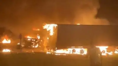 Choque y explosión en Panamericana Choque y explosión en Panamericana