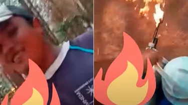Corrientes: un joven se filmó con un lanzallamas