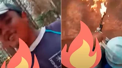 Un joven se filmó mientras quemaba un bosque de Corrientes con un lanzallamas Un joven se filmó mientras quemaba un bosque de Corrientes con un lanzallamas