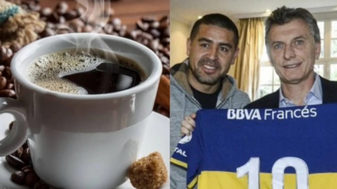 Mauricio Macri, Boca, Juan Román Riquelme, café, fútbol argentino, deportes