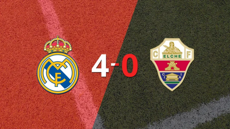Real Madrid goleó 4-0 a Elche con doblete de Karim Benzema