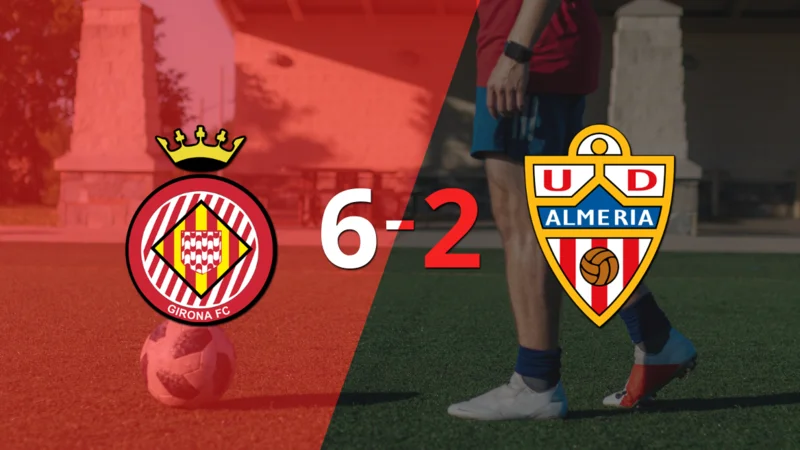 Girona fue contundente y goleó 6-2 a Almería