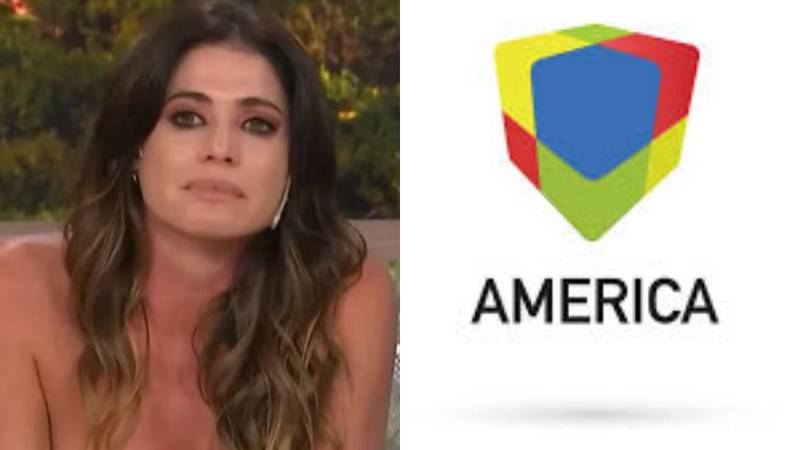 Pamela David y el logo de América TV