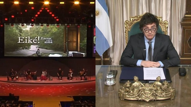 Escenario de Cosquìn y Javier Milei