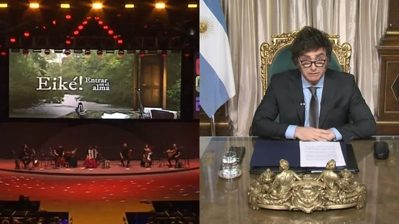 Escenario de Cosquìn y Javier Milei