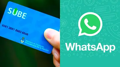 Una tarjeta SUBE y el logo de Whatsapp Una tarjeta SUBE y el logo de Whatsapp