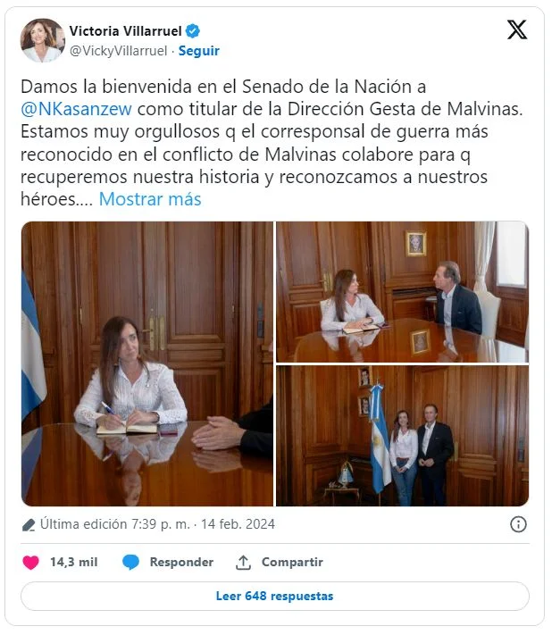 UP denunció que Villarruel designó a un periodista pro dictadura en la dirección de Malvinas del Senado