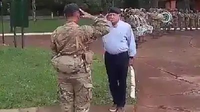 Militares recibieron con honores a un genocida condenado por crímenes en la dictadura Militares recibieron con honores a un genocida condenado por crímenes en la dictadura