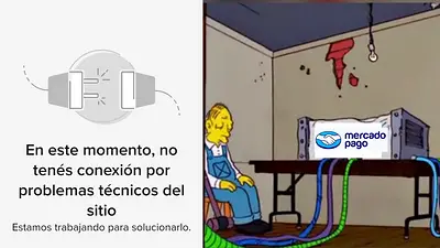 Mercado Pago fuera de servicio y un meme Mercado Pago fuera de servicio y un meme