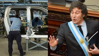 Trabajador y Javier Milei Trabajador y Javier Milei