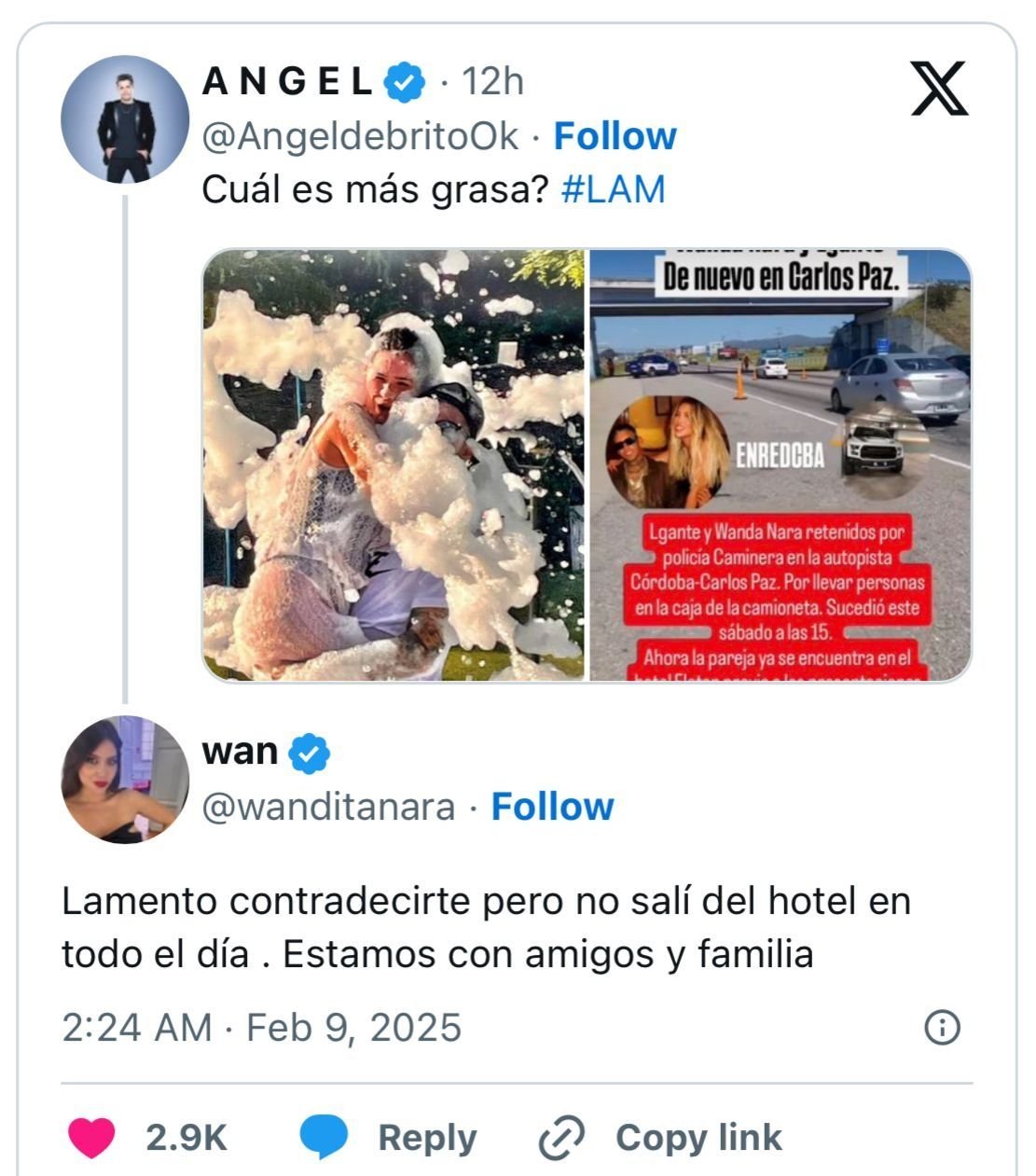 Wanda Nara desmintió la información de De Brito a través de sus redes sociales.
