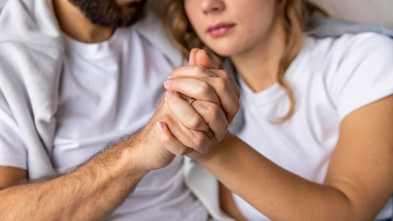 Una pareja tomándose de la mano