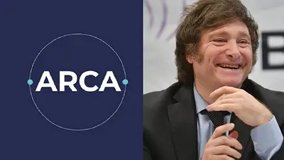 Logo de ARCA y Javier Milei Logo de ARCA y Javier Milei