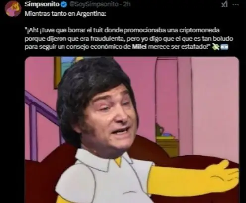 Memes de Javier Milei con lo de la criptomoneda