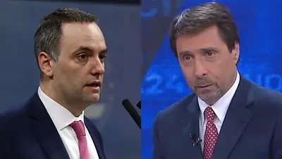 A la izquierda, Manuel Adorni; a la derecha, Eduardo Feinmann. A la izquierda, Manuel Adorni; a la derecha, Eduardo Feinmann.