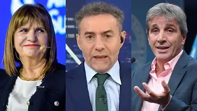 A la izquierda, Patricia Bullrich; a la derecha, Luis Caputo; en el medio, Luis Majul. A la izquierda, Patricia Bullrich; a la derecha, Luis Caputo; en el medio, Luis Majul.