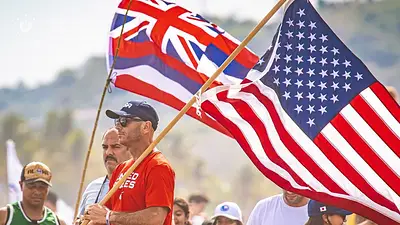 Banderas de Hawaii y Estados Unidos Banderas de Hawaii y Estados Unidos