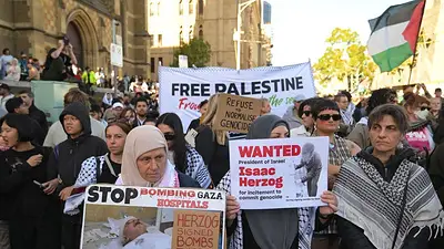 Las protestas marcan el último día del presidente israelí en Australia Las protestas marcan el último día del presidente israelí en Australia